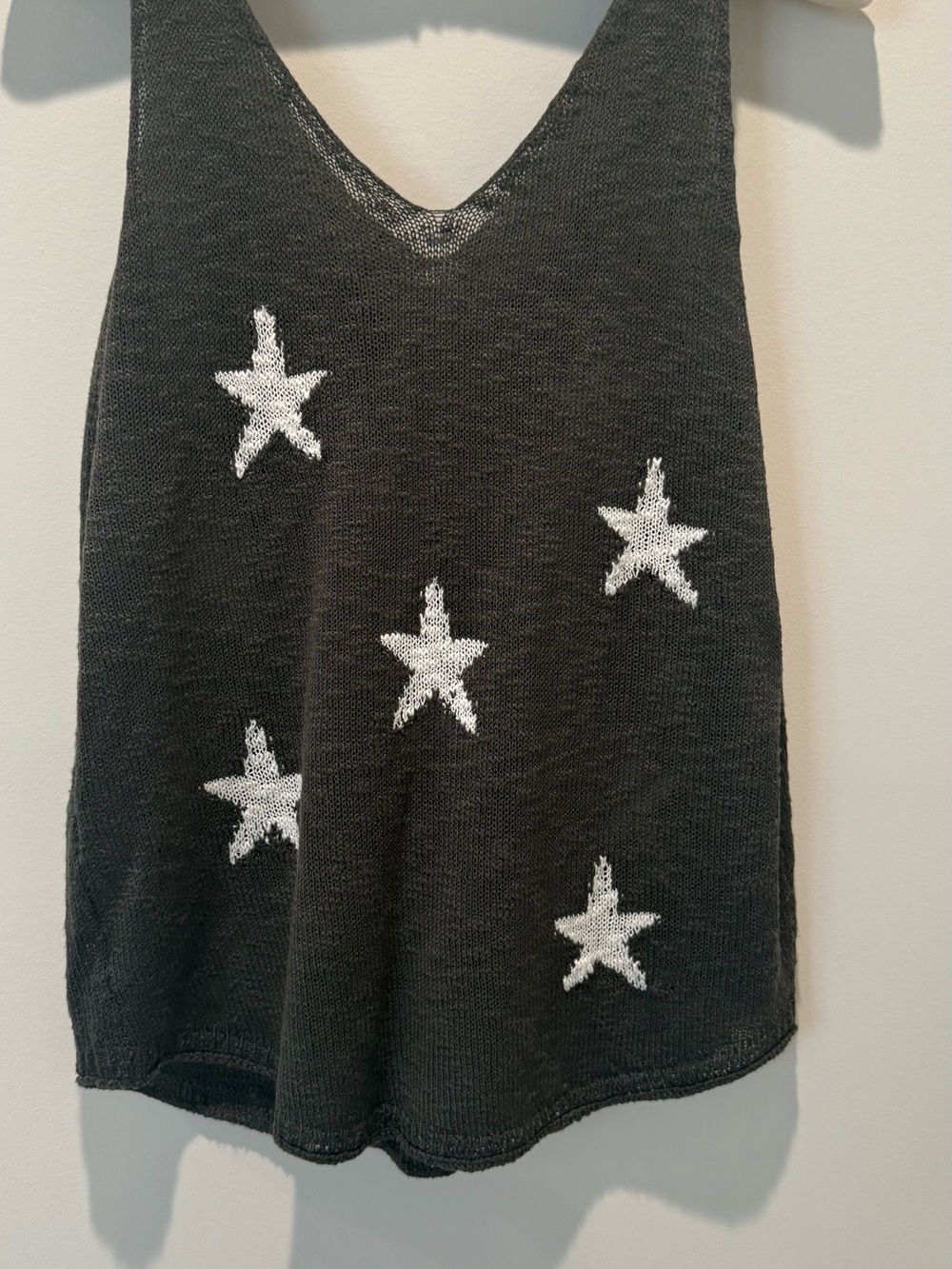 Black Knit Tank with White Star Graphics